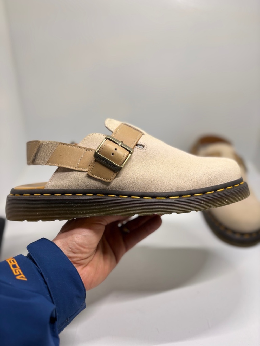 Dr. Martens Jorge II Slingback Mule Suede Beige Tan Men’s 11 EU45 Comfort Clog - Picture 13 of 14